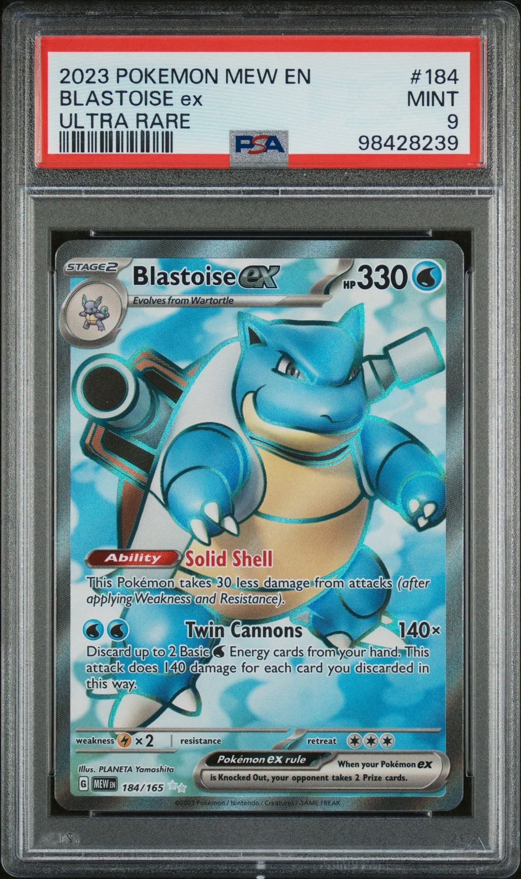 2023 POKEMON MEW EN-151 #184 BLASTOISE EX PSA 9 MINT