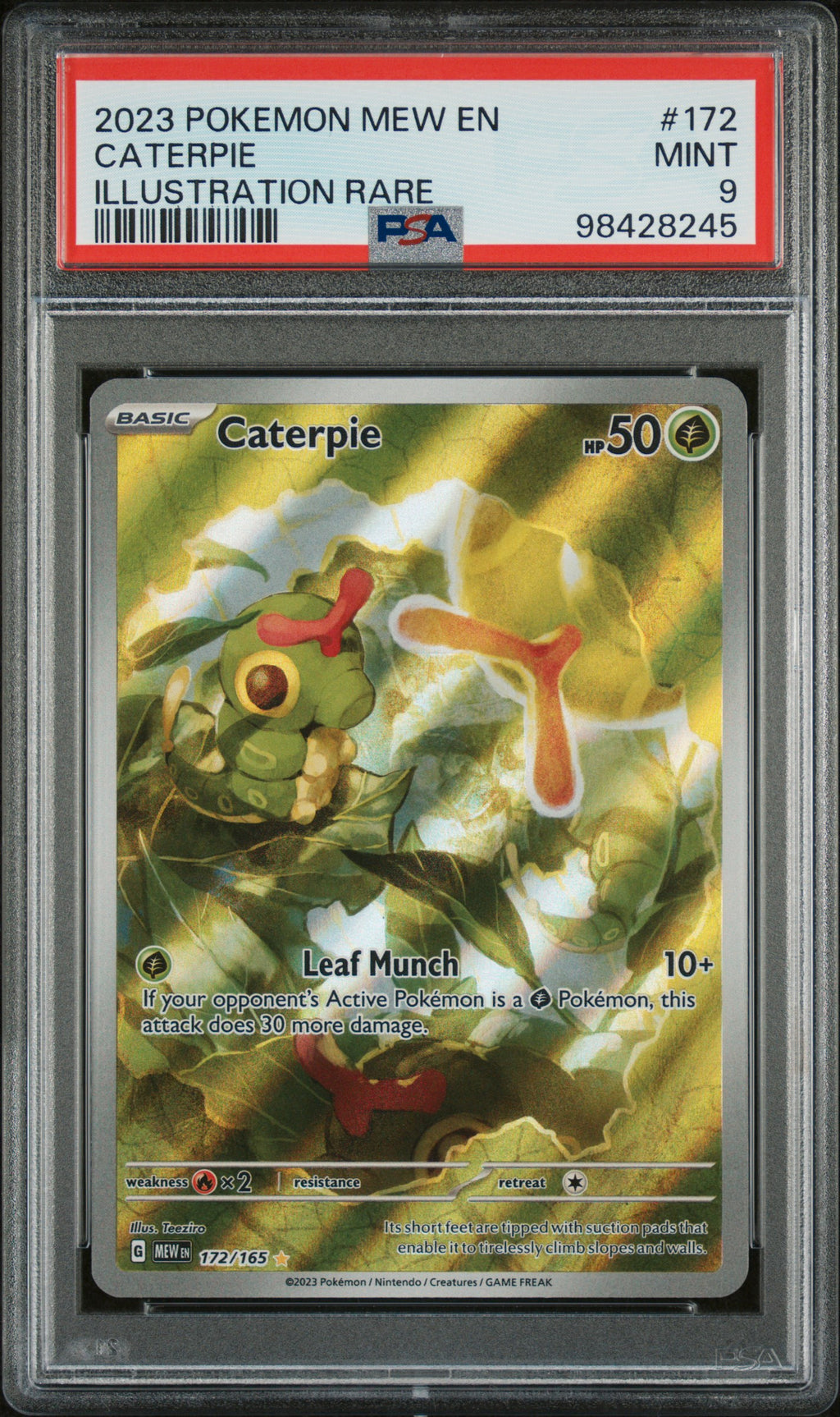 2023 POKEMON MEW EN-151 #172 CATERPIE ILLUSTRATION RARE PSA 9 MINT