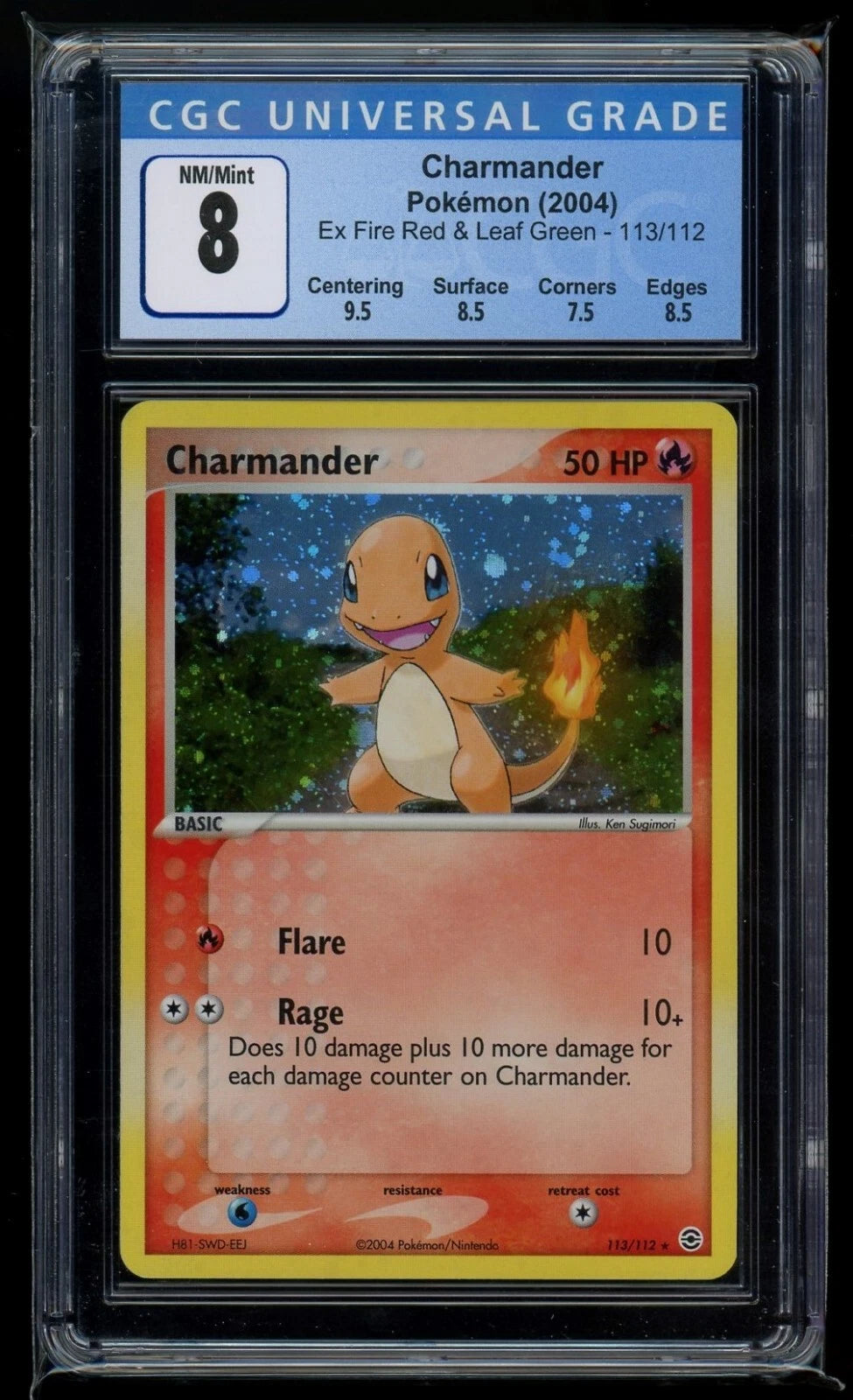 2004 POKEMON EX FIRE RED & LEAF GREEN #113 CHARMANDER HOLO CGC 8 NM-MT
